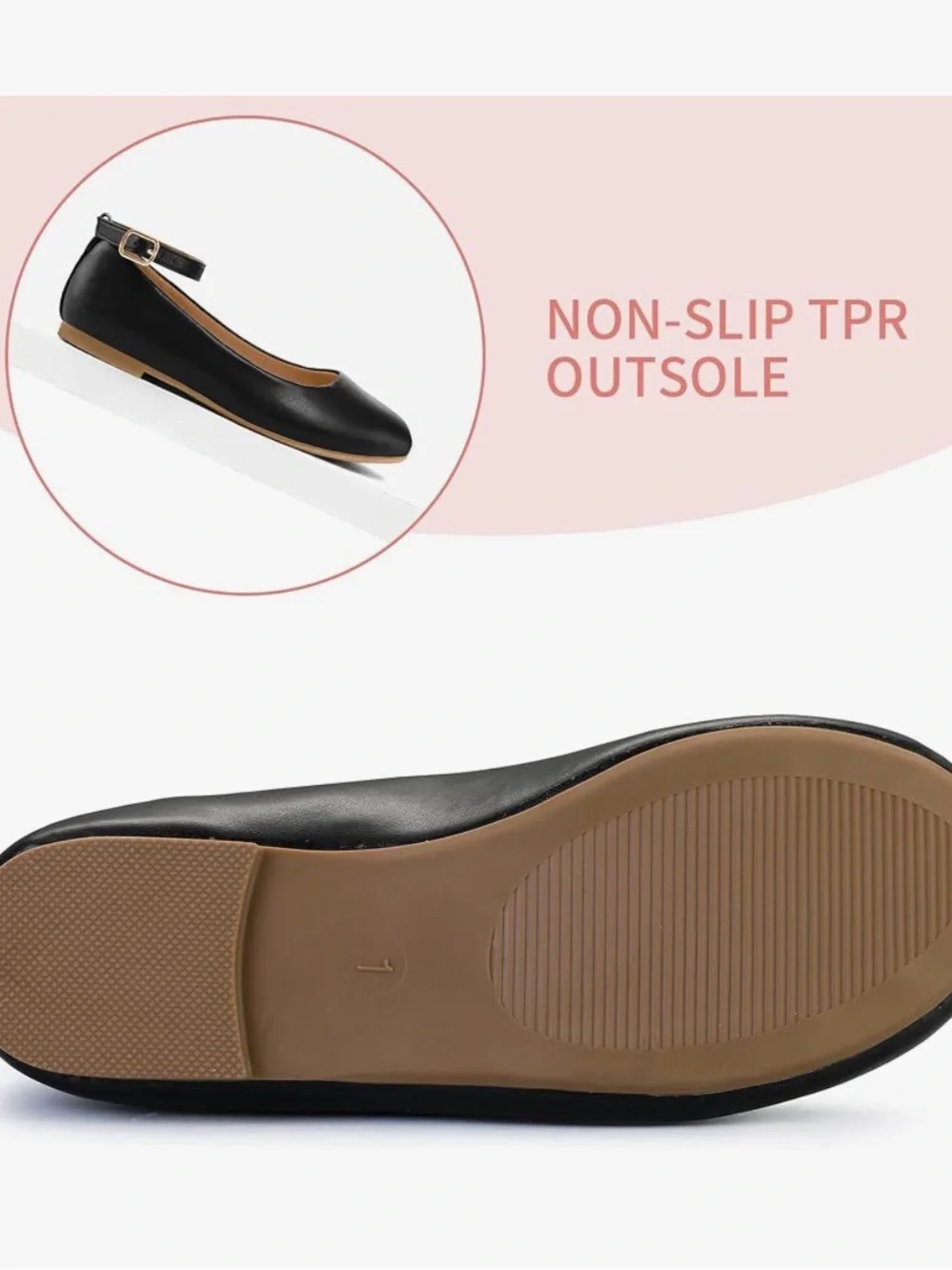 Amazon Kids Black Ballet Flats with Brown Insole girls size 2